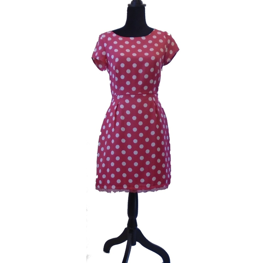 LC Lauren Conrad dress. pink dress with white dots